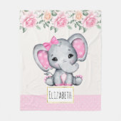Kute roze Baby Elephant and Roos Border Fleece Deken (Voorkant)