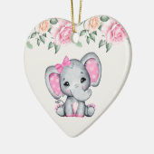 Kute roze Baby Elephant and Roos Border Keramisch Ornament (Links)