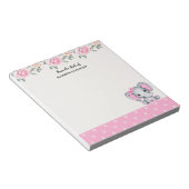 Kute roze Baby Elephant and Roos Border Notitieblok (Schuin)