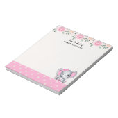 Kute roze Baby Elephant and Roos Border Notitieblok (Linkerzijde)