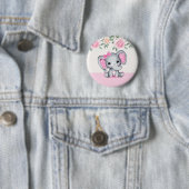 Kute roze Baby Elephant and Roos Border Ronde Button 5,7 Cm (In situ)