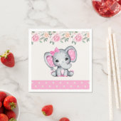 Kute roze Baby Elephant and Roos Border Servet (Insitu)