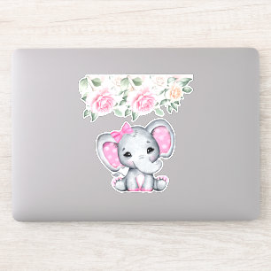 Kute roze Baby Elephant and Roos Border Sticker