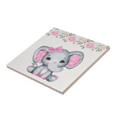 Kute roze Baby Elephant and Roos Border Tegeltje (Zijkant)
