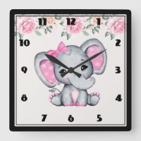 Kute roze Baby Elephant and Roos Border
