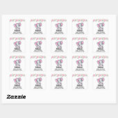 Kute roze Baby Elephant and Roos Border Vierkante Sticker (Vel)