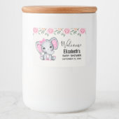Kute roze Baby Elephant and Roos Border Voedselcontainer Etiket (Voorkant)