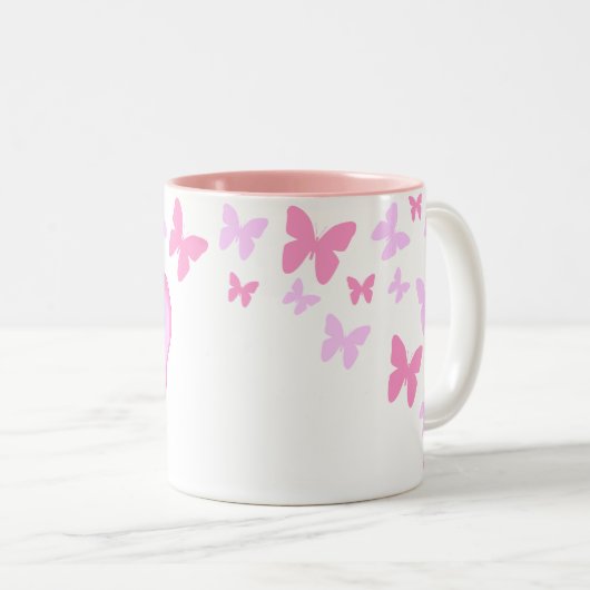 Kute roze Baby olifant en Butterflies Mok (Voorkant rechts)