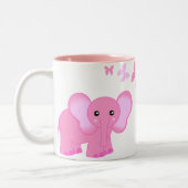 Kute roze Baby olifant en Butterflies Mok (Links)