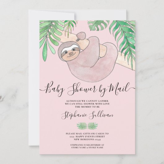 Kute roze Baby shower per post Kaart (Voorkant)