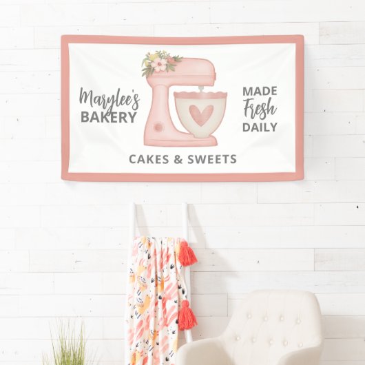 Kute roze bakkerij banketbakkerij banketbakkerij C Spandoek (Insitu)