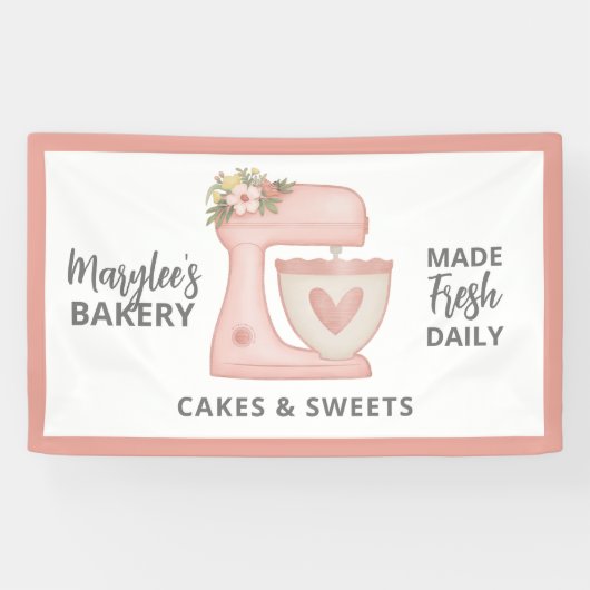 Kute roze bakkerij banketbakkerij banketbakkerij C Spandoek (Horizontaal)