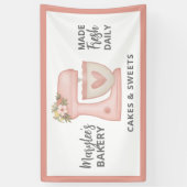 Kute roze bakkerij banketbakkerij banketbakkerij C Spandoek (Verticaal)