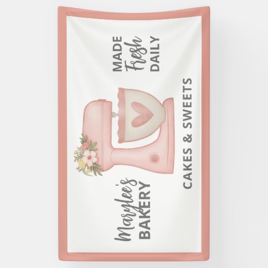 Kute roze bakkerij banketbakkerij banketbakkerij C Spandoek (Verticaal)