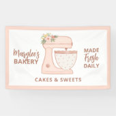 Kute roze bakkerij banketbakkerij banketbakkerij C Spandoek (Horizontaal)