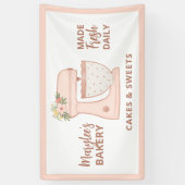 Kute roze bakkerij banketbakkerij banketbakkerij C Spandoek (Verticaal)