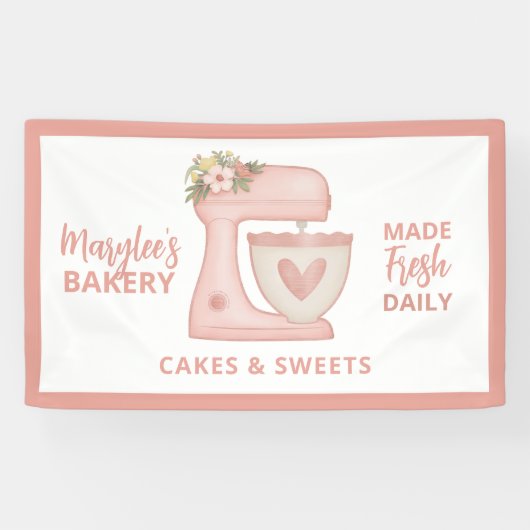 Kute roze bakkerij banketbakkerij banketbakkerij C Spandoek (Horizontaal)