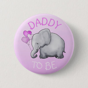 Kute roze ballonnen Elephant Baby shower Ronde Button 5,7 Cm