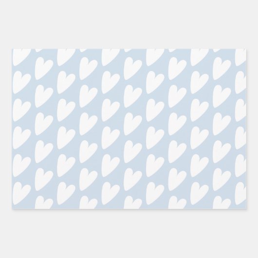 Kute roze blauwe groene harten die papierbladen ov inpakpapier vel (Voorkant 3)