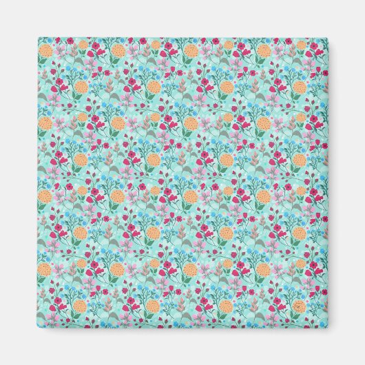 Kute roze & Blue Small Floral Mint Design Magneet (Voorkant)