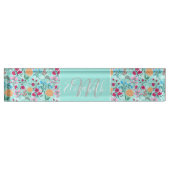 Kute roze & Blue Small Floral Mint Design Naambordje (Voorkant)