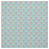 Kute roze & Blue Small Floral Mint Design Stof (Swatch)