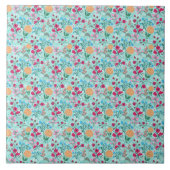 Kute roze & Blue Small Floral Mint Design Tegeltje (Voorkant)
