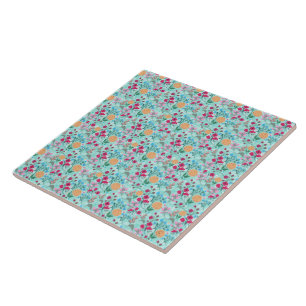 Kute roze & Blue Small Floral Mint Design Tegeltje