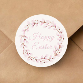 Kute roze botanische chemicaliën Happy Pasen Ronde Sticker