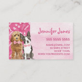 Kute roze Botten en hond Grooming Pet Visitekaartje (Achterkant)
