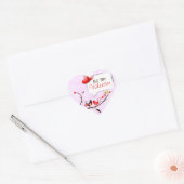 Kute roze bruin en rode Valentijnse Tortelduifjes Hart Sticker (Envelop)