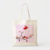 Kute roze bruin en rode Valentijnse Tortelduifjes Tote Bag (Voorkant)