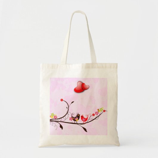 Kute roze bruin en rode Valentijnse Tortelduifjes Tote Bag (Voorkant)