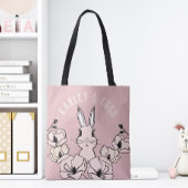 Kute roze bunny Flower Easter Egg Tote Bag
