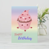 Kute roze cupcake Birthday Kaart (Staand voorkant)