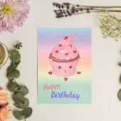 Kute roze cupcake Birthday Kaart