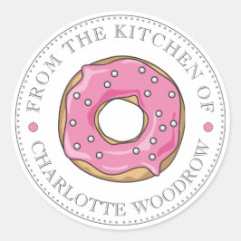 Kute roze donut met sprinkhaandessert ronde sticker