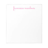 Kute roze Eenvoudig script, aangepast Briefpapier Notitieblok (Voorkant)