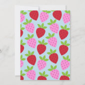Kute roze en blauwe aardbeivruchten Baby shower Kaart (Achterkant)