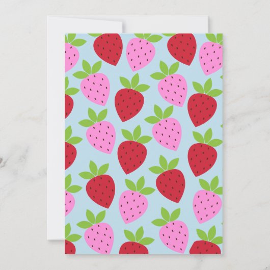 Kute roze en blauwe aardbeivruchten Baby shower Kaart (Achterkant)