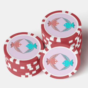 Kute roze en blauwe Tortelduifjes Poker Chips