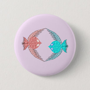 Kute roze en blauwe Tortelduifjes Ronde Button 5,7 Cm