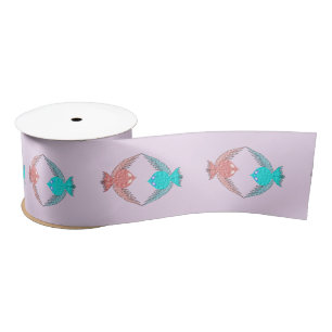 Kute roze en blauwe Tortelduifjes Satijnen Lint