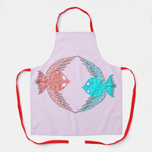 Kute roze en blauwe Tortelduifjes Schort (Voorkant)