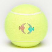 Kute roze en blauwe Tortelduifjes Tennisballen (Achterkant)