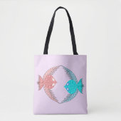 Kute roze en blauwe Tortelduifjes Tote Bag (Voorkant)
