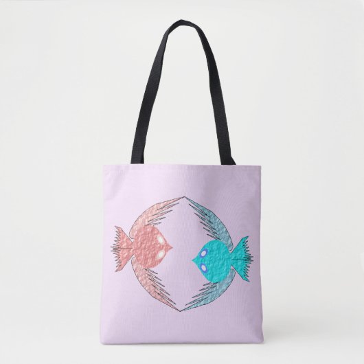 Kute roze en blauwe Tortelduifjes Tote Bag (Voorkant)