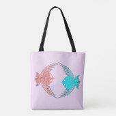Kute roze en blauwe Tortelduifjes Tote Bag (Achterkant)