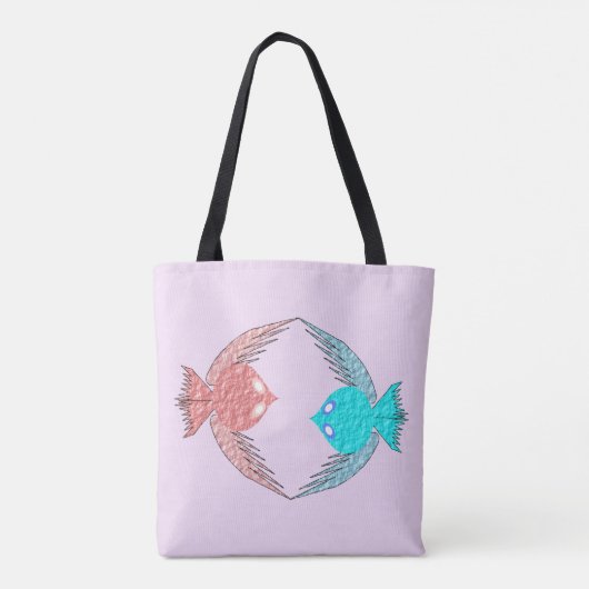 Kute roze en blauwe Tortelduifjes Tote Bag (Achterkant)