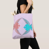 Kute roze en blauwe Tortelduifjes Tote Bag (Dichtbij)